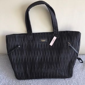 Victoria’s Secret- Black Weekender Ruched Tote Bag